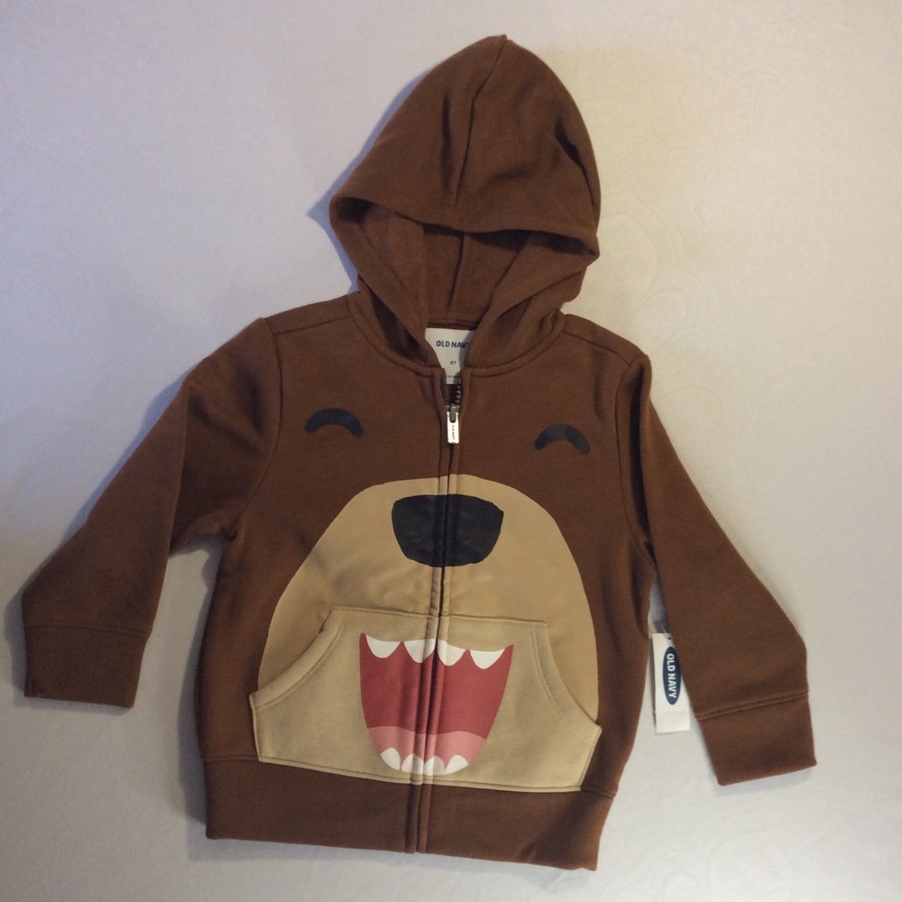Old Navy Boys Bear Sweatshirt with Zipper NWT 2T